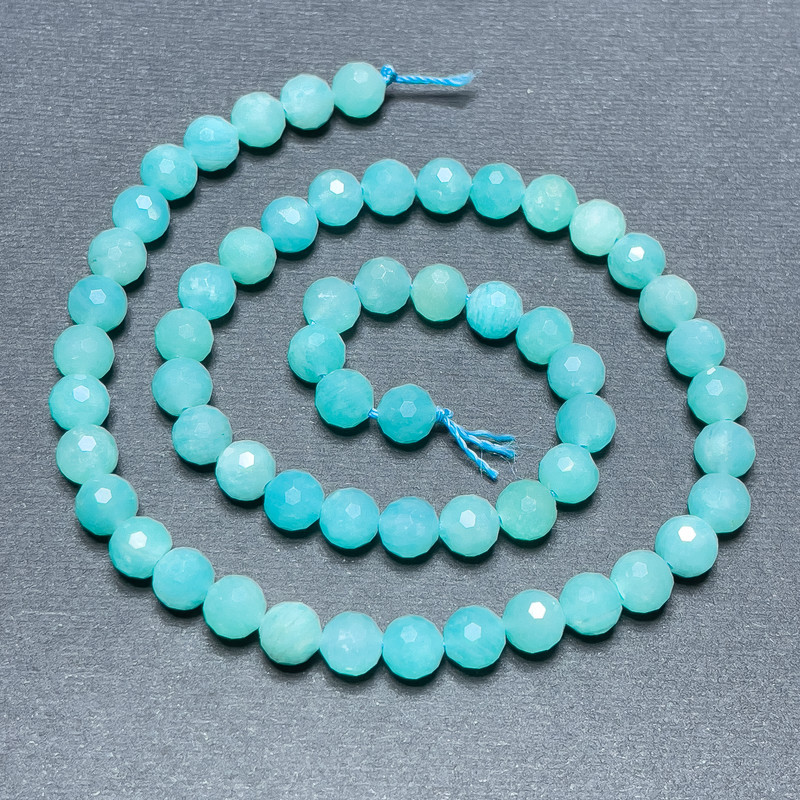 Amazonite Beads on Thread Geometric Bead, 6mm diameter, 38cm length
