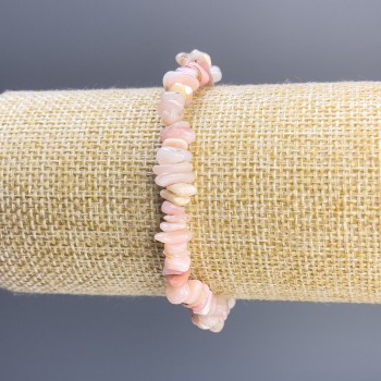 Bracelet Pink Opal Chip, diameter 8x3mm +-, length 18cm stretch