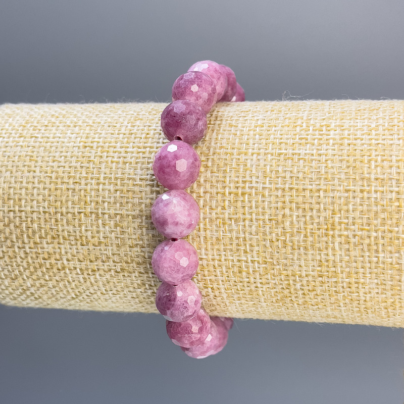 Tourmaline Bead Bracelet, faceted ball, 10mm diameter, 18cm length stretch