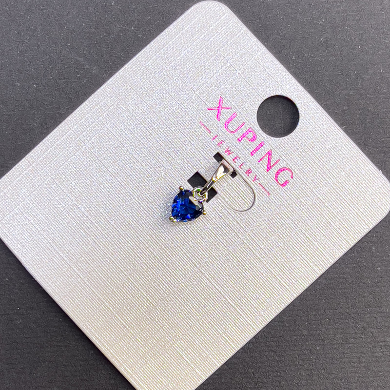 Xuping Pendant Heart with Blue Crystal, diameter 6mm+, length 12mm+ rhodium plated