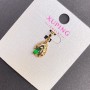 Xuping Pendant with Green Crystal, 8mm Diameter, 20mm Length, 18K Gold Plating