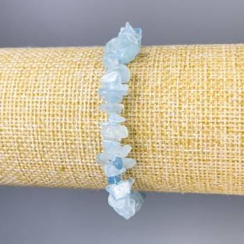 Aquamarine Bead Bracelet, 8x3mm, stretchy, 18cm