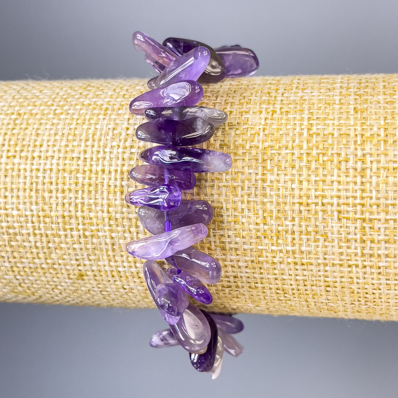 Amethyst Chip Bracelet, 18x6mm+-, 11x3mm+-, length 18cm+-stretch