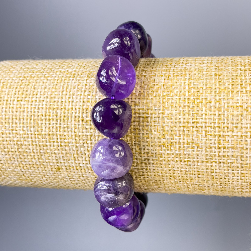 Amethyst Bead Glitter Bracelet, 13x12mm, diameter, 18cm length, stretch