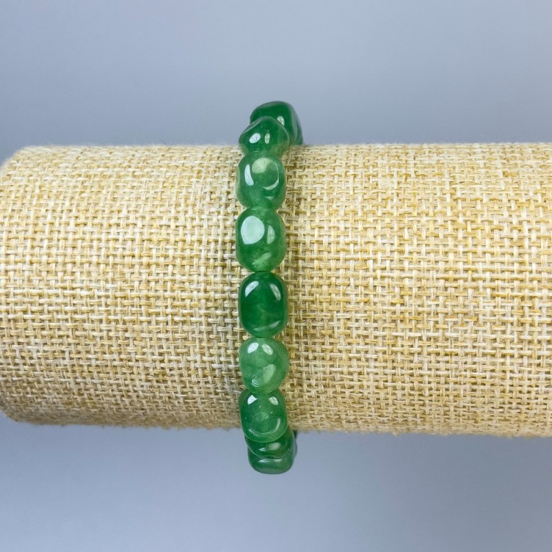 Bracelet with tinted rose quartz, oval beads 10×7mm±, length 18 cm stretch