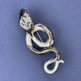 Brooch Pendant Snake Cobra Gray Enamel Silver Metal 77x33mm+