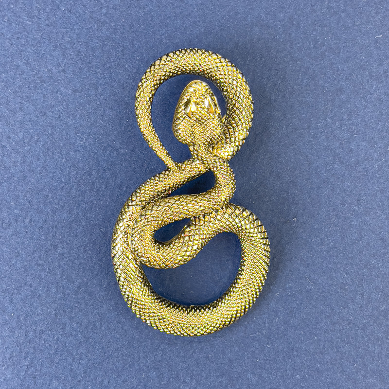 Brooch Snake Gold-toned Metal 52x29mm+