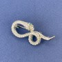 Brooch Pendant Snake color silver with white rhinestones silver metal 44x20mm +