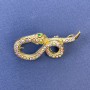 Brooch Pendant Snake Gold Tone with Rainbow Rhinestones, Gold-colored Metal 44x20mm +