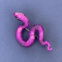 Brooch Pendant Snake Pink Enamel with Green Rhinestones Silver-tone Metal 53x30mm +
