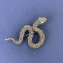 Brooch Pendant Snake with Green Rhinestones Silver-colored Metal 53x30mm +