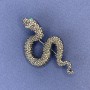 Brooch Pendant Serpent with Green Rhinestones Silver Metal 30x55mm +