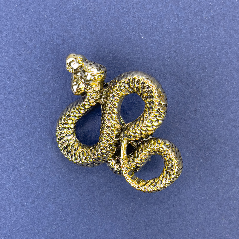 Brooch Pendant Serpent Golden Metal 40x31mm +