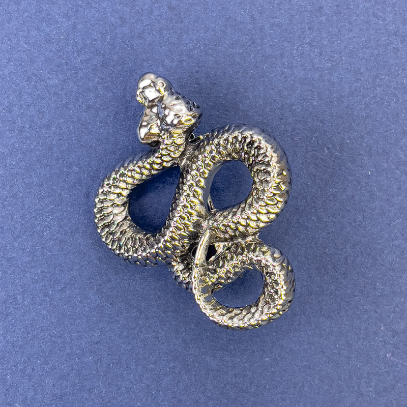 Brooch Pendant Snake Silver Metal 40x31mm +