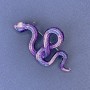 Brooch Pendant Snake Purple-Blue Enamel Silver Metal 30x55mm +