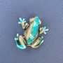 Brooch Frog Gray and Blue Silver Metal 27x30mm+