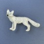 Brooch Dog white color with green rhinestones 34x60mm+