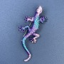 Brooch Lizard blue-violet with rhinestones 29x74mm+