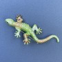 Brooch Lizard light green with rainbow rhinestones 29x74mm+