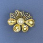 Brooch Flower with Pearl Golden Metal 31x39mm+