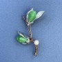 Brooch Twig with Flower and Pearl, Gray and Brown Silver Metal 48x59mm+