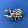 Clearance Scorpio Brooch Pendant with Pink Rhinestones Gold-Tone Metal 27x42mm+