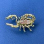Clearance Scorpio Brooch Pendant with Pink Rhinestones Gold-Tone Metal 27x42mm+