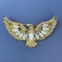 Brooch Pendant Eagle with Cat's Eye and Yellow Crystal, Gold-tone Metal 44x73mm+