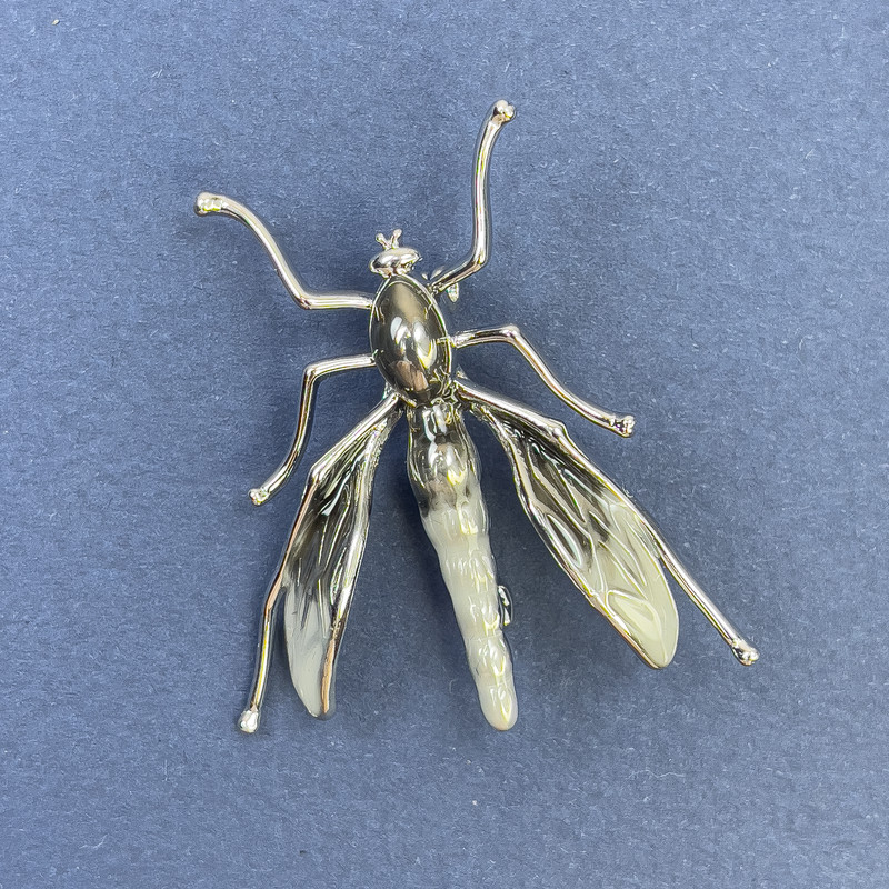 Brooch Insect, color gray-silver, diameter 39mm±, length 42mm±