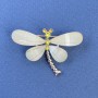 Brooch Butterfly with Yellow and White Crystals on Beige-Gold Metal, 40mm± diameter, 30mm± length