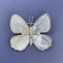 Brooch Butterfly with rainbow rhinestones Gray Pearlized Silver metal, diameter 44mm+-, length 38mm+-