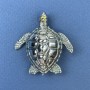 Brooch Pendant Turtle with Rhinestones Silver Metal, diameter 44mm+-, length 47mm+-