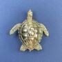 Brooch Pendant Turtle with Rainbow Rhinestones on Golden Metal, diameter 44mm+-, length 47mm+-
