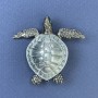 Brooch Pendant Turtle Blue Color Silver Metal, diameter 47mm±, length 43mm±