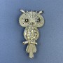 Brooch Owl with black and gray rhinestones on silver-tone metal, diameter 34mm+-, length 60mm+-