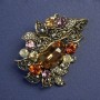 Accent Brooch with Multicolor Rhinestones 48×35mm+- Gold-Tone Metal