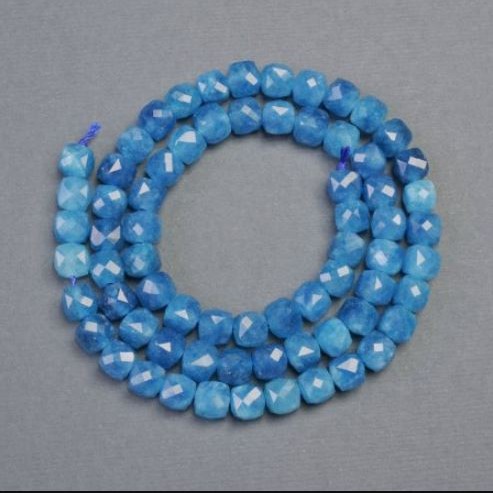 Apatite Beads, Faceted Cube, 5 mm diameter, 5x5x5 mm ±, length 37 cm ±