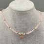 Choker Pink Quartz Smooth Beads 4mm+- Hematite Cube 3mm+- with Heart Pendant 12mm+-, length 36cm + extension chain