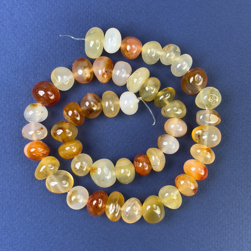 Carnelian Tumbled Beads 11×9 mm on Thread, Approximately 40 cm Length