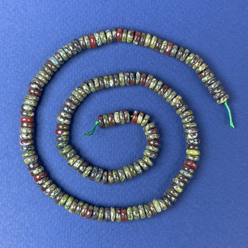 Jasper Beads Dragon's Blood (Dragon Blood) Rondelle 6x2mm± on Thread, Length 39cm+