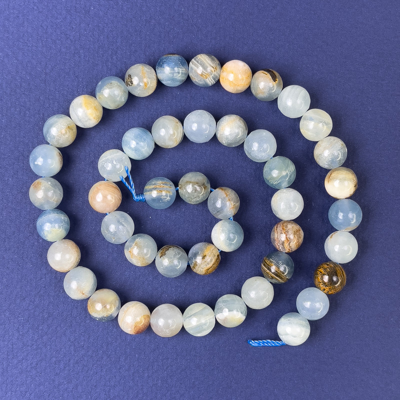 Calcite Beads Smooth Ball 8mm+ on Thread, Length 39cm+