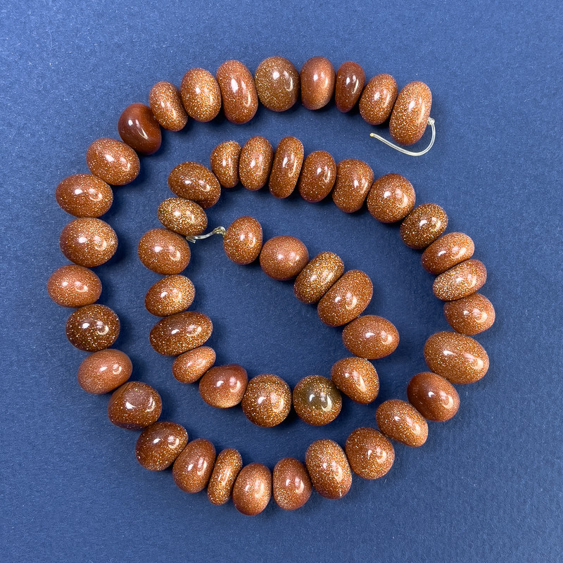 Avantarine Gold Sand Faceted Beads 12×8mm ± on Thread, length 40cm+