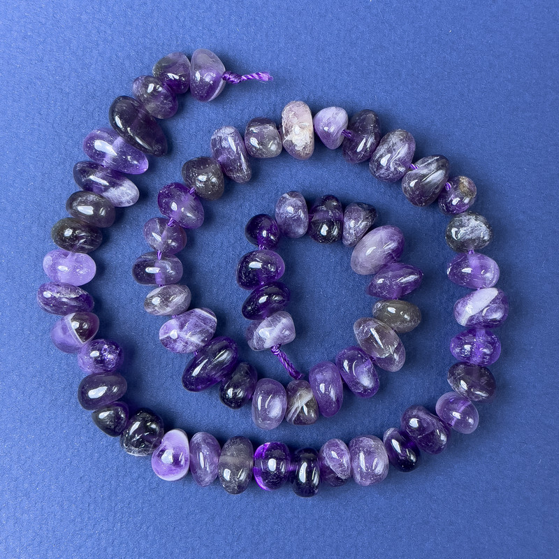 Amethyst Faceted Beads 10x6mm on String, 38cm+ Length