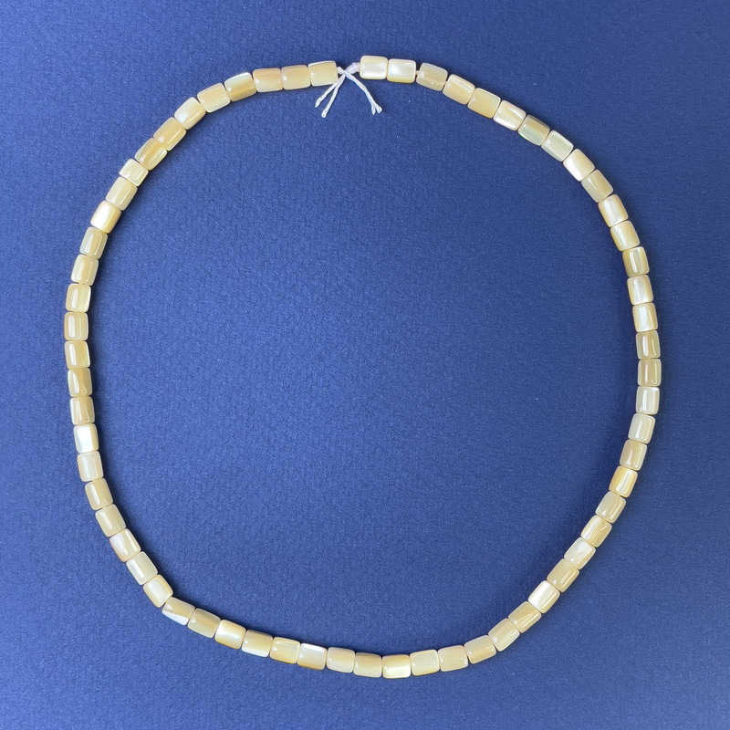 Beads Mother-of-P Pearl Beige Natural Cylinder 6x5mm± on Thread, length 40cm+