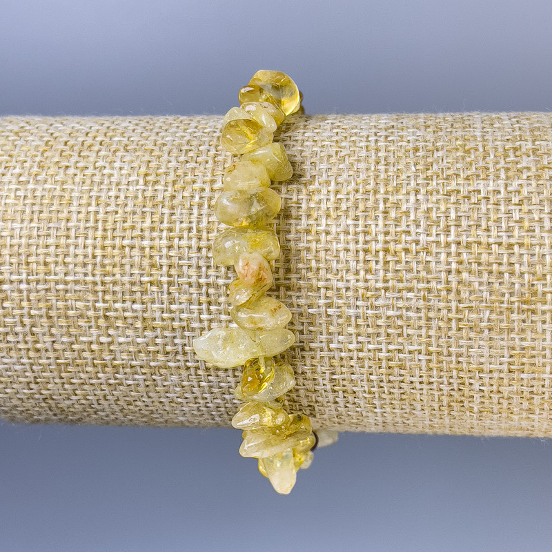 Bracelet Citrine Chip, diameter 6x3mm, length 18cm, stretch