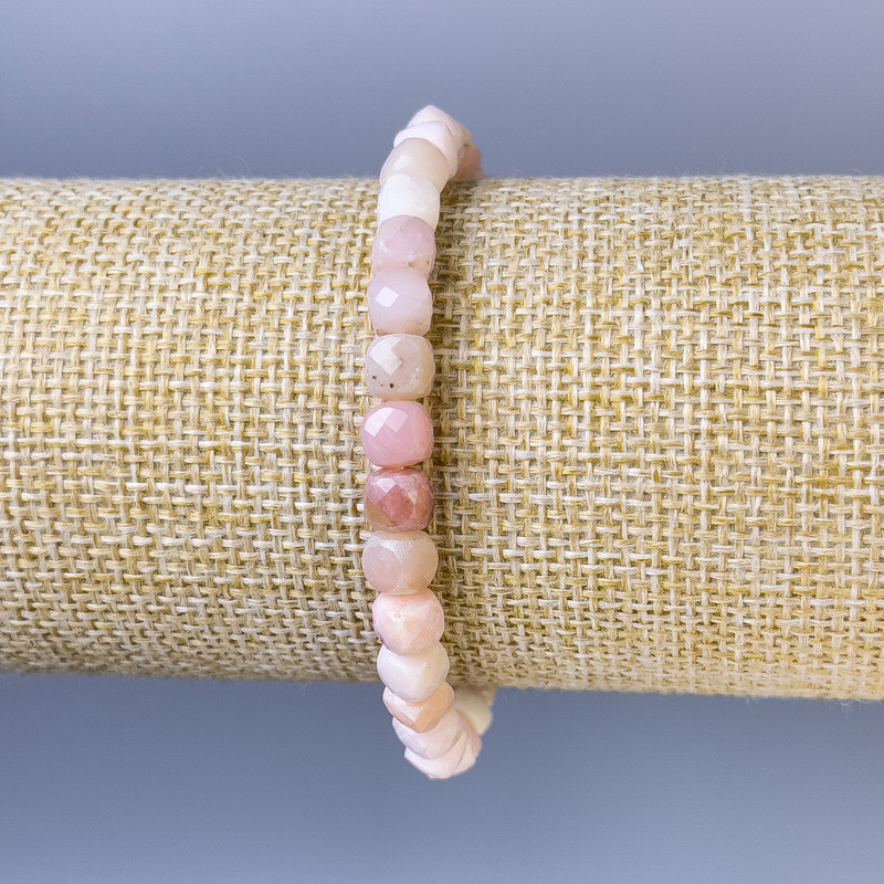 Opal Beaded Cube Bracelet, diameter 5mm, length 18cm, stretch