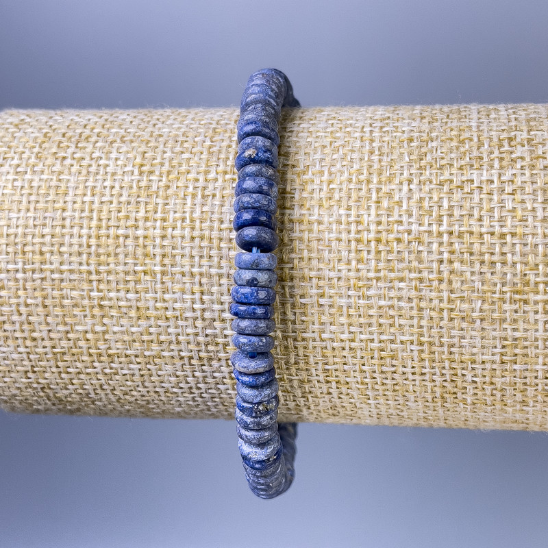 Sodalite Rondelle Beaded Bracelet 6x2mm, 18 cm length, stretch