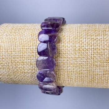 Amethyst bracelet link, diameter 14x10mm +/-, length 18cm +/-, stretch