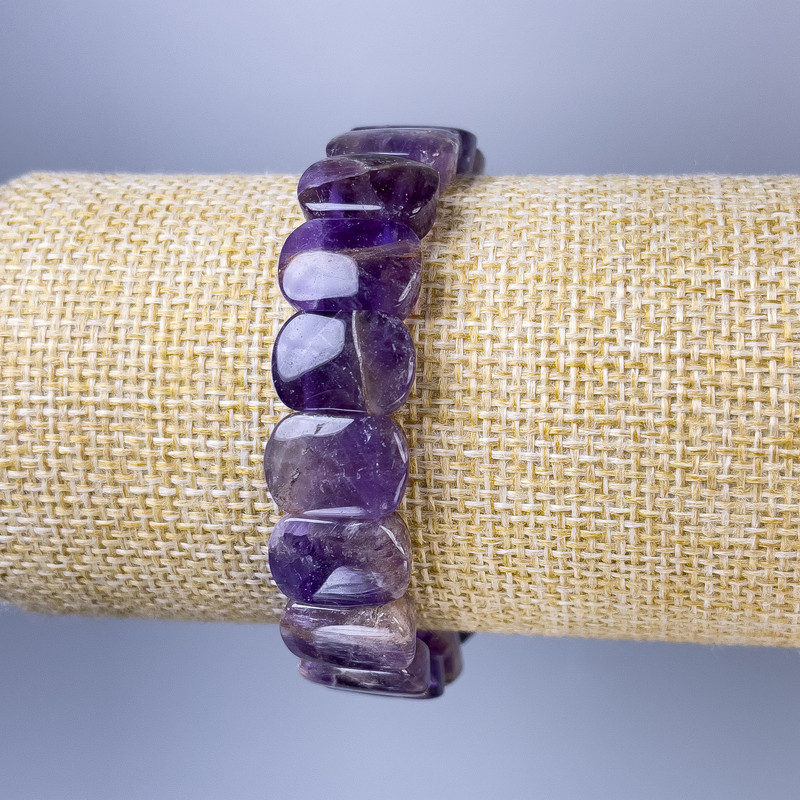 Amethyst bracelet link, diameter 14x10mm +/-, length 18cm +/-, stretch