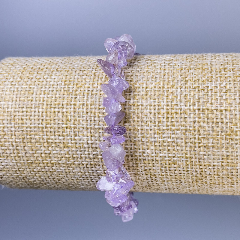 Amethyst Chip Bracelet, 8x2mm± beads, 18cm± length, elastic